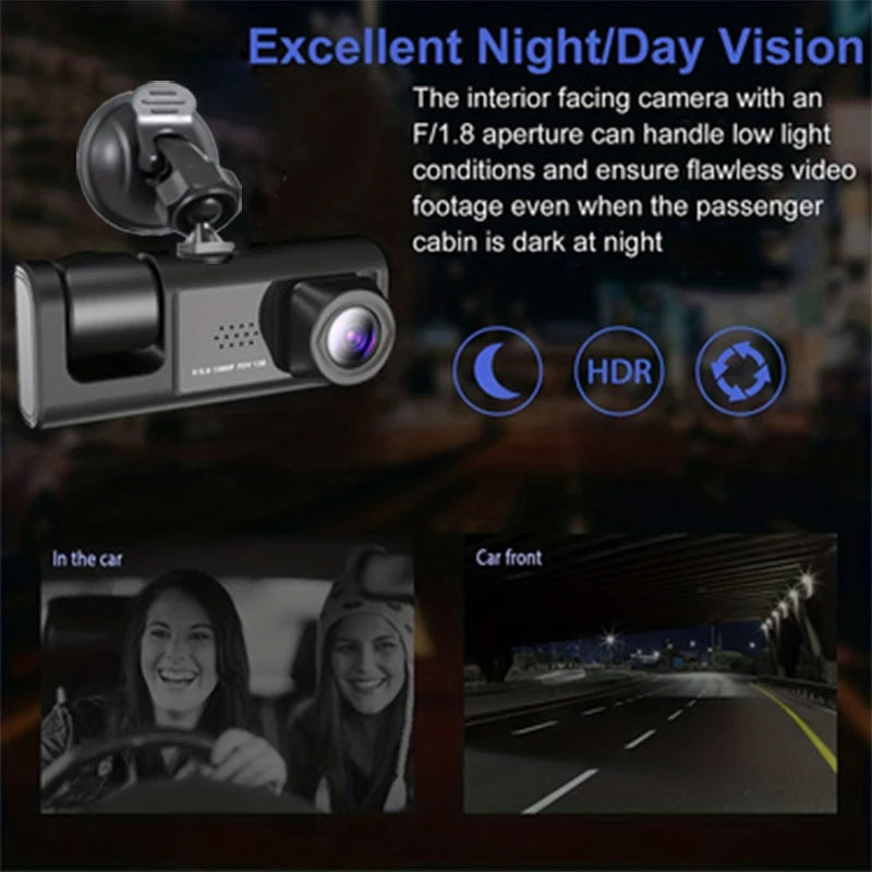 Full HD 3-Lens Dash Cam