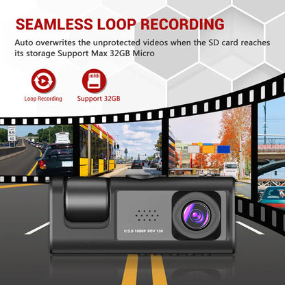 Full HD 3-Lens Dash Cam